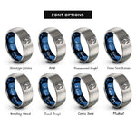 font options for inside engraving on blue & silver locomotive front view rings