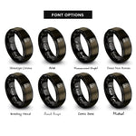 font options for inside engraving on gunmetal & black locomotive front view rings