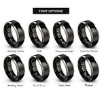 font options for inside engraving on black & silver log cabin pine rings