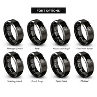 font options for inside engraving on black & silver log cabin pine rings