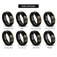 font options for inside engraving on gunmetal & black log cabin pine rings