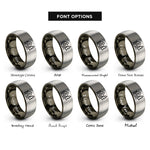font options for inside engraving on gunmetal & silver log cabin pine rings