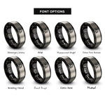 font options for inside engraving on black & gray log loader rings