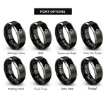 font options for inside engraving on black & grey log loader rings