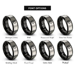 font options for inside engraving on black & grey log loader rings
