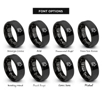 font options for inside engraving on black log loader rings