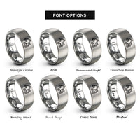 font options for inside engraving on silver log loader rings