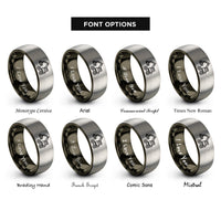 font options for inside engraving on gunmetal & silver log loader rings