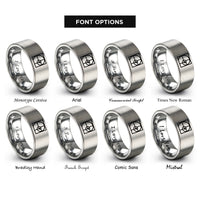 font options for inside engraving on silver logarithmic spiral rings