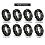 font options for inside engraving on black & silver logger chainsaw rings