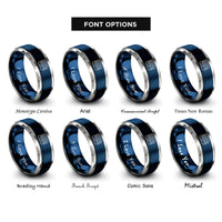 font options for inside engraving on blue & grey logic analyzer rings
