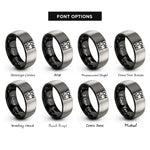font options for inside engraving on black & silver lon rings