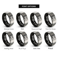 font options for inside engraving on black & silver lon rings