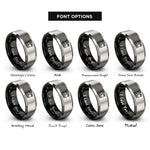 font options for inside engraving on black & silver lon rings