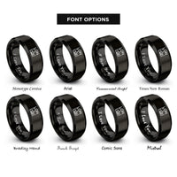 font options for inside engraving on black lon rings