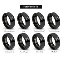 font options for inside engraving on black lon rings