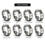 font options for inside engraving on silver london eye rings