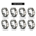 font options for inside engraving on silver london rings