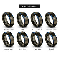 font options for inside engraving on gunmetal & blue london rings