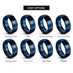 font options for inside engraving on blue london skyline rings