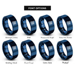 font options for inside engraving on blue london skyline rings