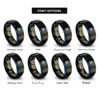font options for inside engraving on gunmetal & blue london skyline rings