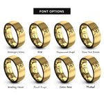 font options for inside engraving on black & gold lone tree rings