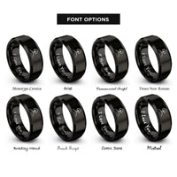 font options for inside engraving on black lone tree rings