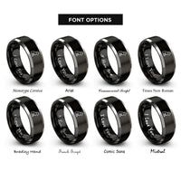 font options for inside engraving on black & grey lone wolf rings