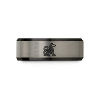tungsten rings for men – black & silver tungsten celtic hound knot wedding band