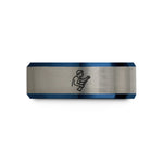 tungsten ring for men – black & blue & grey tungsten dragon boat paddler wedding band