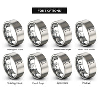 font options for inside engraving on gray longboard pintail overhead rings