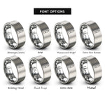 font options for inside engraving on gray longboard surfboard wave rings