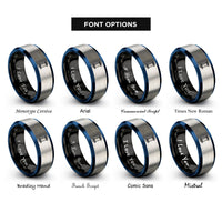 font options for inside engraving on black & blue & gray longboard trucks rings