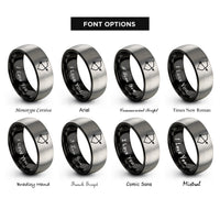 font options for inside engraving on black & grey longbow arrow rings