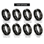 font options for inside engraving on black & gray longbow arrow rings
