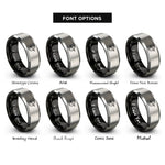 font options for inside engraving on black & gray longbow arrow rings
