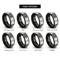 font options for inside engraving on black & gray longbow arrow rings