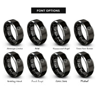 font options for inside engraving on black & silver longhair mouse rings