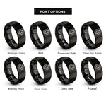 font options for inside engraving on black longhair mouse rings