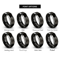 font options for inside engraving on black & grey longhorn skull rings