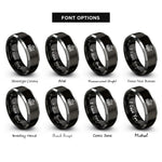 font options for inside engraving on black & gray longship at sea rings