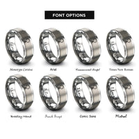 font options for inside engraving on gray loop antenna rings
