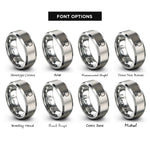 font options for inside engraving on gray loop antenna rings