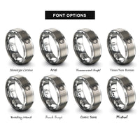 font options for inside engraving on gray loop circular arrows rings