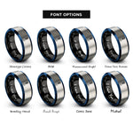 font options for inside engraving on black & blue & gray loop knot hook rings