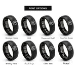 font options for inside engraving on black loop symbol circle rings