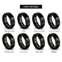 font options for inside engraving on black loop symbol circle rings