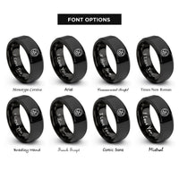 font options for inside engraving on black loop symbol circle rings