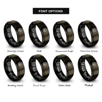 font options for inside engraving on gunmetal & black loop symbol circle rings